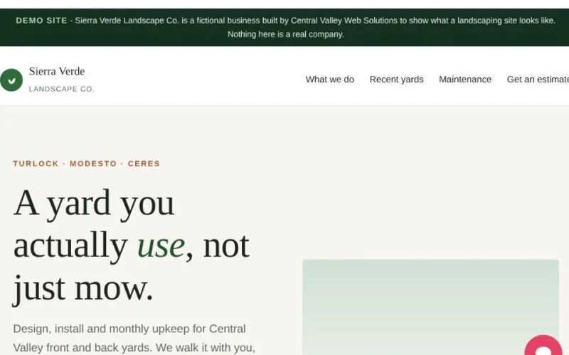 Sierra Verde Landscape Co. demo homepage